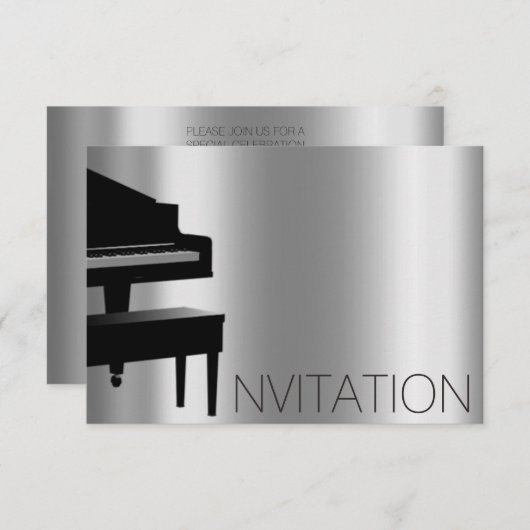 Piano Hause Concert Minimalisme VIP Black Aqua Kaart (Voorkant / Achterkant)