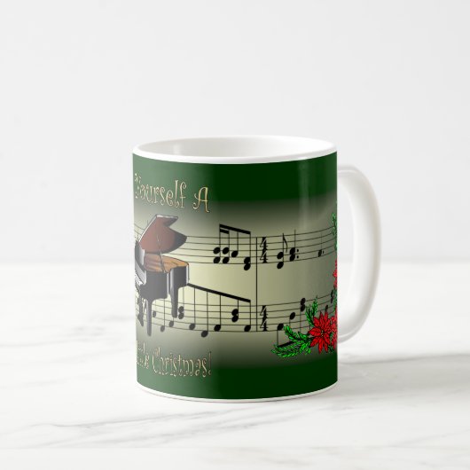 Piano ~ "Heb jezelf een prettig kerstfeest" Koffiemok (Voorkant rechts)
