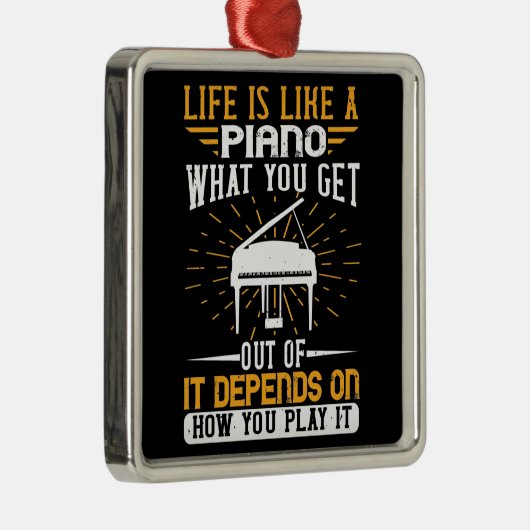 Piano - Het leven is als een piano Metalen Ornament (Rechts)