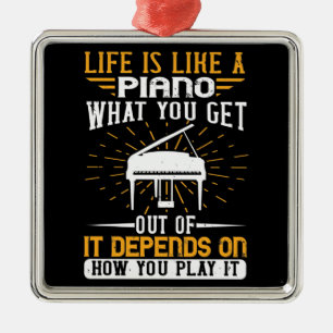 Piano - Het leven is als een piano Metalen Ornament