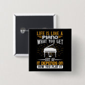 Piano - Het leven is als een piano Vierkante Button 5,1 Cm (Voorkant /achterkant)