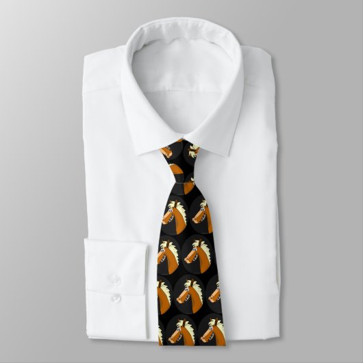 Piano Horse Fun Musical Black Mannen Necktie Stropdas (Gebonden)