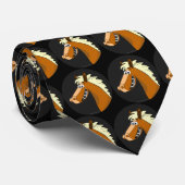 Piano Horse Fun Musical Black Mannen Necktie Stropdas (Opgerold)