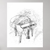  Piano Illustration Art Drawing Music Lovers Poster (Voorkant)