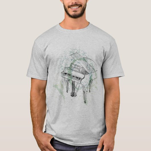 Piano Illustration Art Drawing Music Lovers T-shirt (Voorkant)
