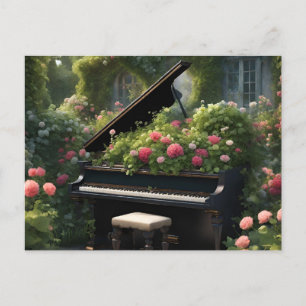 Piano in bloei- tuinschilderij briefkaart