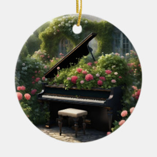 Piano in bloei- tuinschilderij keramisch ornament