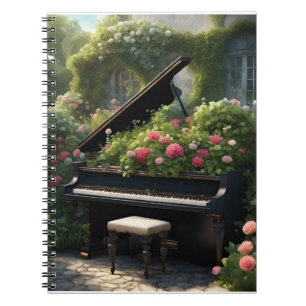 Piano in bloei- tuinschilderij notitieboek