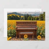 Piano in de zonnebloemen briefkaart (Voorkant / Achterkant)