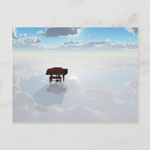 Piano in dramatisch wit landschap briefkaart