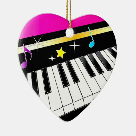 Piano in een hart keramisch ornament (Rechts)