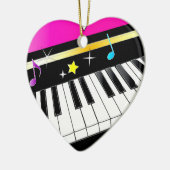 Piano in een hart keramisch ornament (Links)