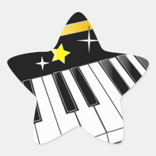 Piano in een ster sticker
