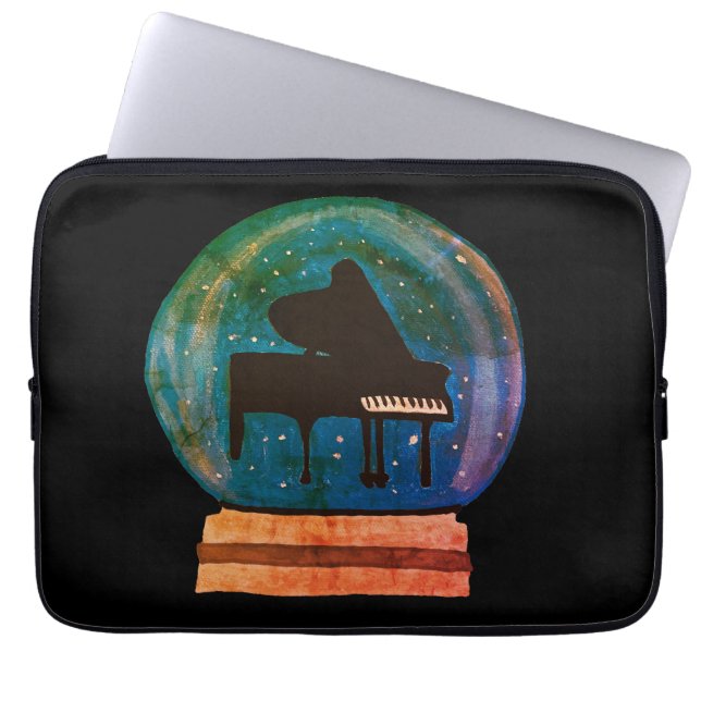 Piano in een Wereldbol Laptop Sleeve (Voorkant)