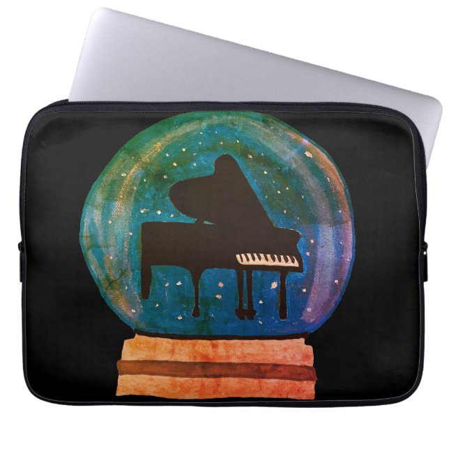 Piano in een Wereldbol Laptop Sleeve (Voorkant)