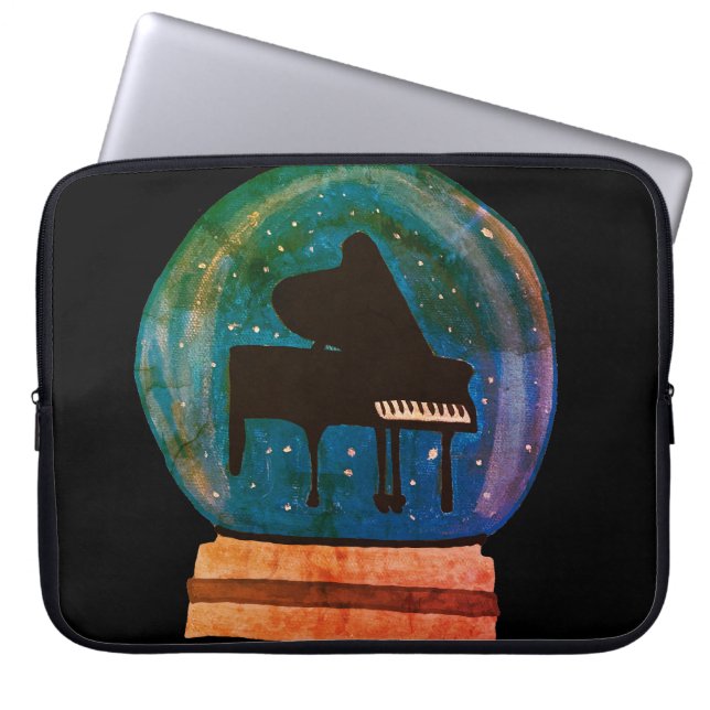 Piano in een Wereldbol Laptop Sleeve (Voorkant)