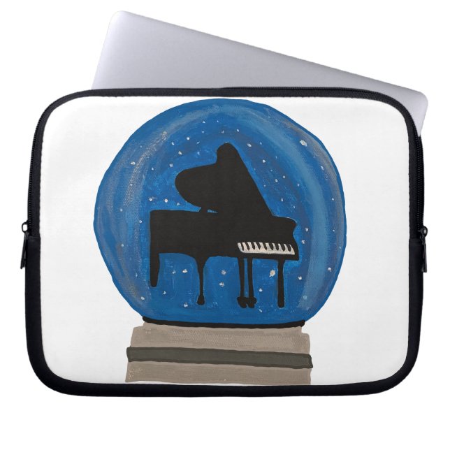 Piano in een Wereldbol van sneeuw - inpakpapier Laptop Sleeve (Voorkant)