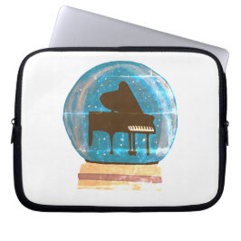 Piano in een Wereldbol van sneeuw - inpakpapier Laptop Sleeve
