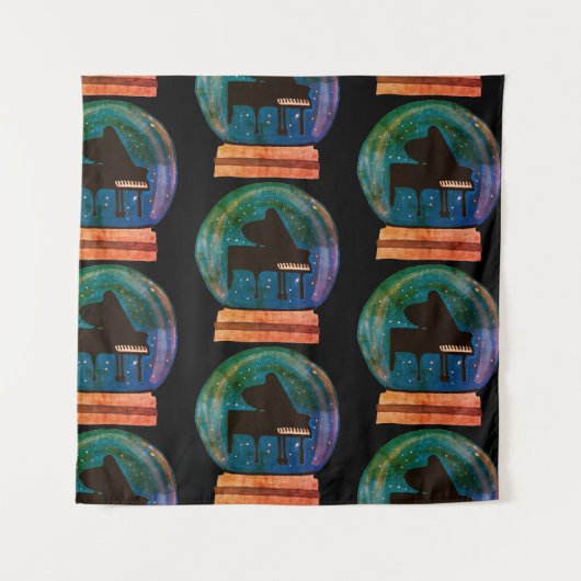 Piano in een Wereldbol Wandkleed (Voorkant)