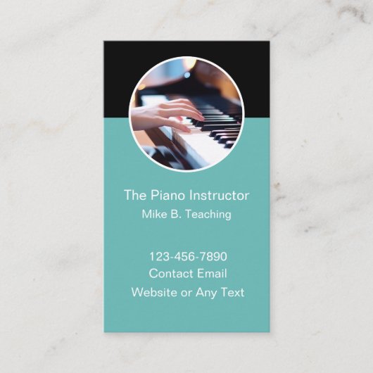 Piano-instructrice en musicus modern visitekaartje (Voorkant)