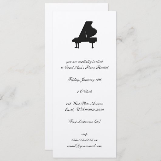 Piano Kaart (Voorkant / Achterkant)