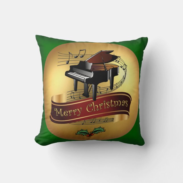 Piano ~ Kerst en Musical Scroll ~ Kussen (Voorkant)