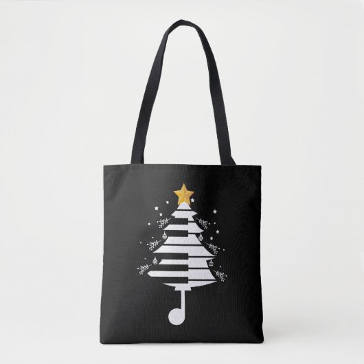 Piano Kerstboom Pianist Muziek Muzikant Gift Tote Bag (Voorkant)