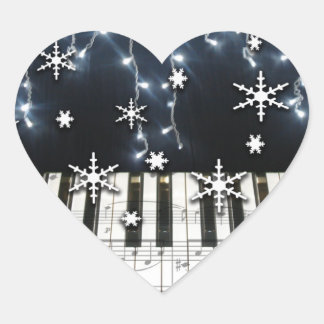 Piano Kerstmis Sneeuwvlok Keyboard Hart Sticker