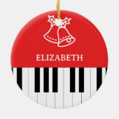 Piano Key Jingle Bell Kerst Rood Keramisch Ornament (Achterkant)