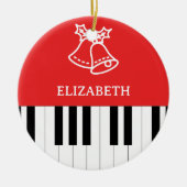 Piano Key Jingle Bell Vrolijk Kerstmis Rood Groen Keramisch Ornament (Voorkant)