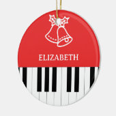 Piano Key Jingle Bell Vrolijk Kerstmis Rood Groen Keramisch Ornament (Links)