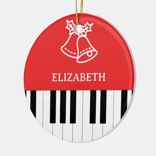 Piano Key Jingle Bell Vrolijk Kerstmis Rood Groen Keramisch Ornament (Links)