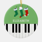 Piano Key Kerstmis Sokken Groen Keramisch Ornament (Voorkant)
