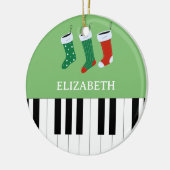 Piano Key Kerstmis Sokken Groen Keramisch Ornament (Links)