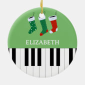 Piano Key Kerstmis Sokken Groen Keramisch Ornament (Achterkant)