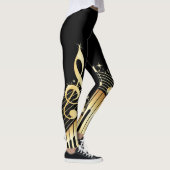 Piano Key Musical Notes Gold Music Leggings (Rechts)