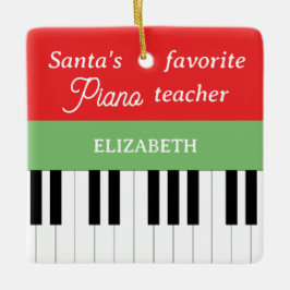 Piano Key Santa's favoriete pianoleraar Keramisch Ornament