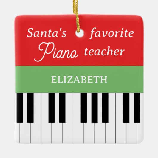 Piano Key Santa's favoriete pianoleraar Keramisch Ornament (Voorkant)