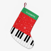 Piano Key Sneeuwvlok Rood & Groen Strepen Kleine Kerstsok (Voorkant (Hangend))