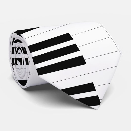 Piano Key Stropdas - wit (Opgerold)