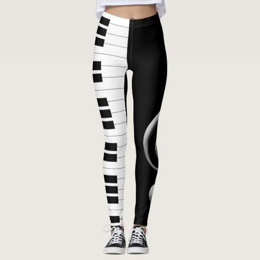 Piano Key Treble Clef-Leggings Leggings (Voorkant)