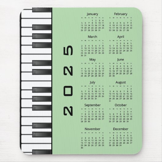 Piano Keyboard 2025 Kalender Mousepad Muismat (Voorkant)