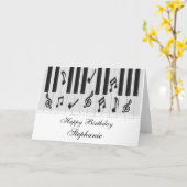 Piano Keyboard Birthday Kaart (Gele Bloem)