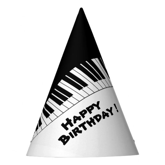 Piano Keyboard Black en White Music Birthday Feesthoedjes (Voorkant)