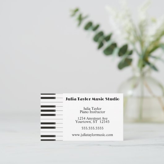 Piano Keyboard Border Music Teacher Visitekaartje (Staand voorkant)