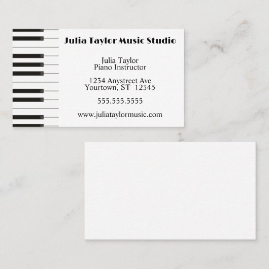 Piano Keyboard Border Music Teacher Visitekaartje (Voorkant / Achterkant)
