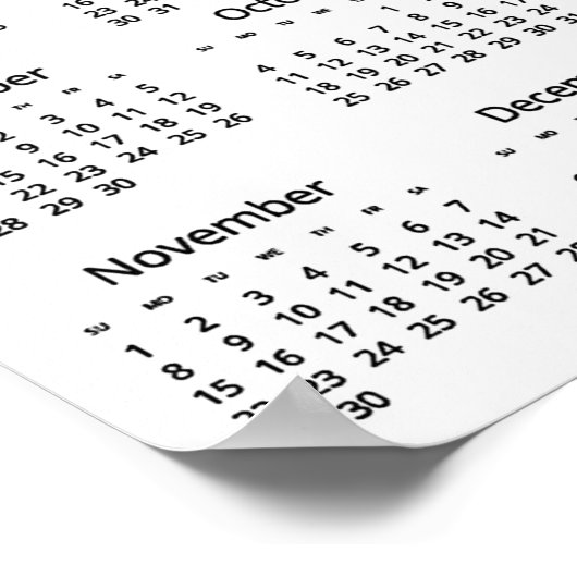 Piano Keyboard Design 2026 Wall Calendar Poster (Hoek)