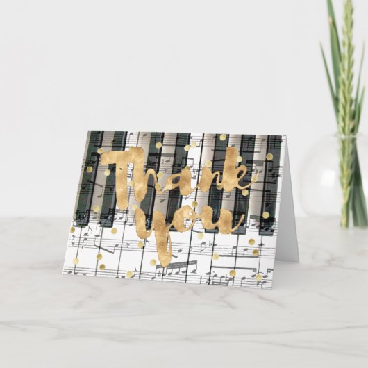 Piano Keyboard Golden Bedankt Kalligrafie (Voorkant)