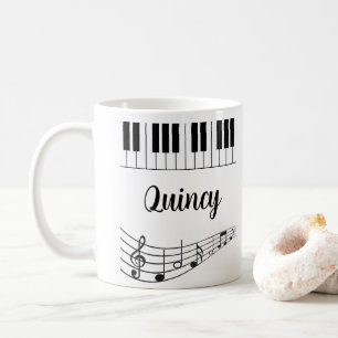 Piano Keyboard Music Lover Gepersonaliseerde naam Koffiemok