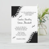 Piano Keyboard Music Weddenschap Theme Uitnodiging (Staand voorkant)